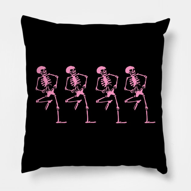 Spooky Scary Skeletons (Pink) Pillow by Graograman