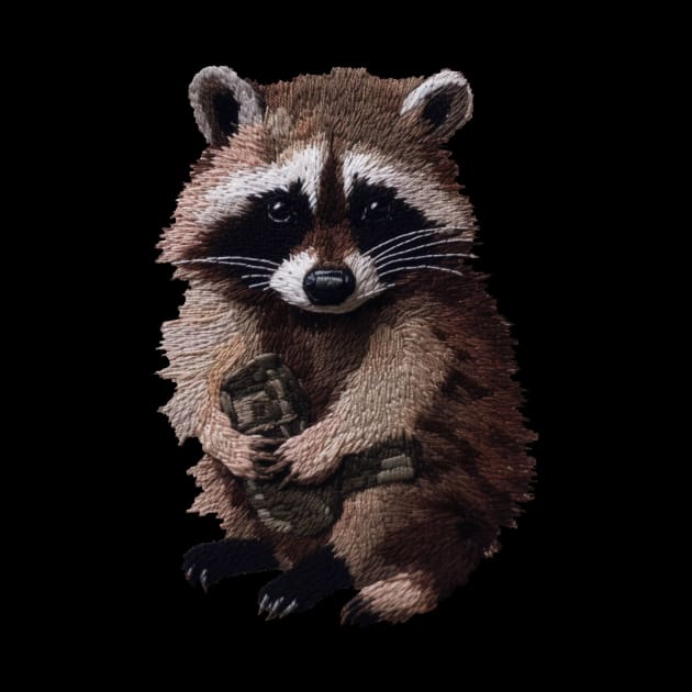 Knitted raccoon by NemfisArt