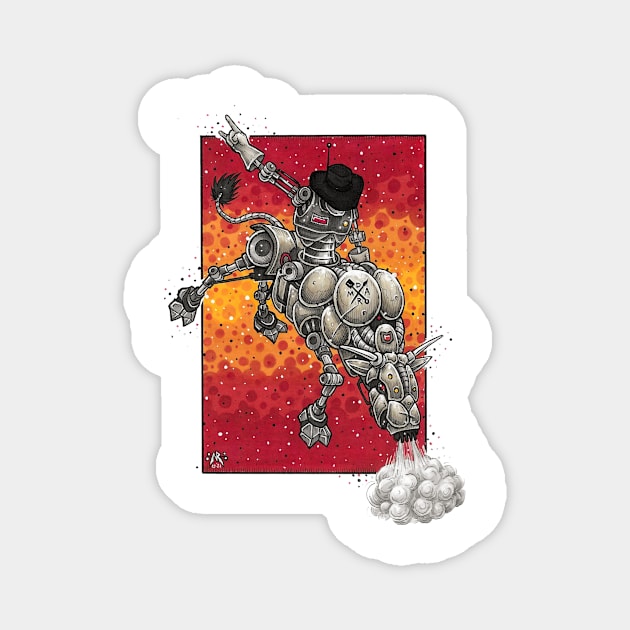 Robot Rodeo Magnet by NRdoggy
