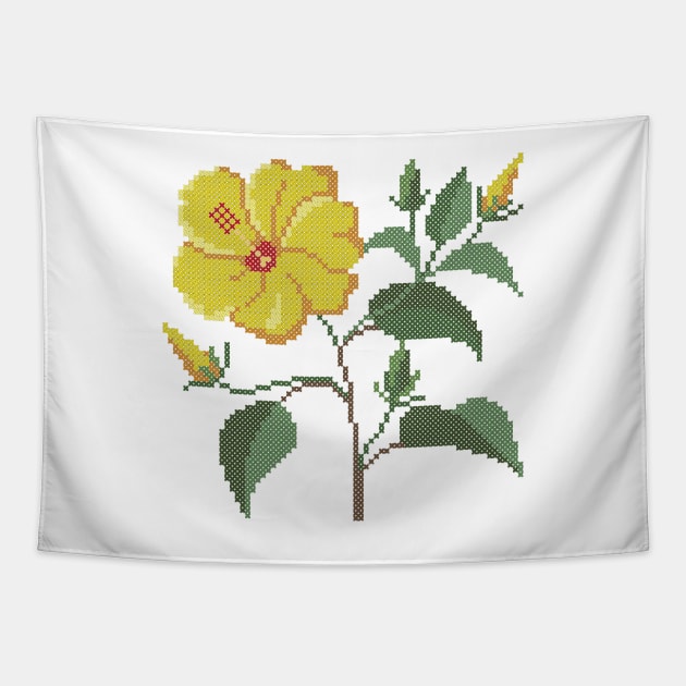 Hawaii State Flower Yellow Hibiscus Tapestry by inotyler