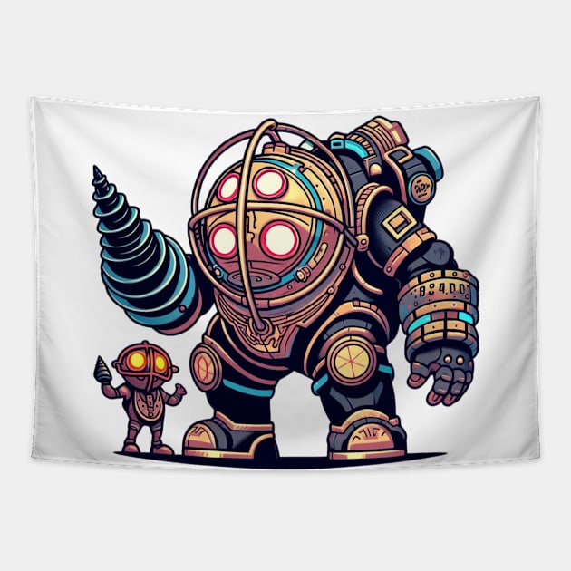 Big Daddy+Little Sister-For Old Gamers Tapestry by CachoPlayer