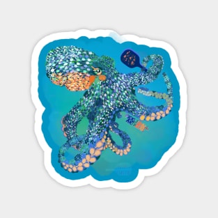 Pickleball octopus is well armed. By Pickleball ARTwear Magnet