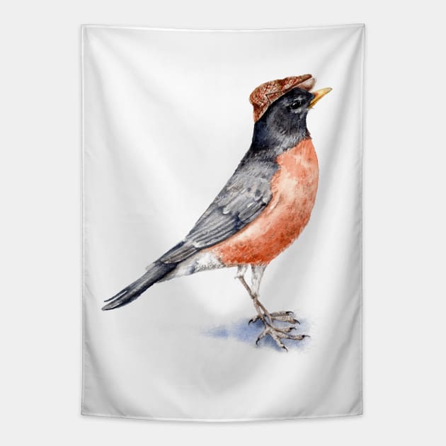 Robin in a Hat Tapestry by Goosi