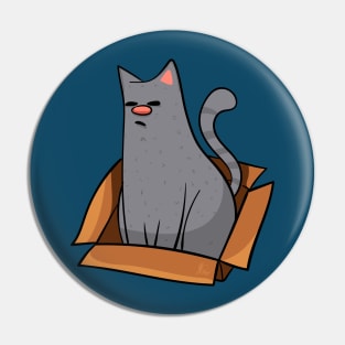 Russian Blue Cat in a Box Design Pin