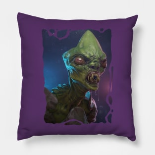 Green creature in shell Pillow