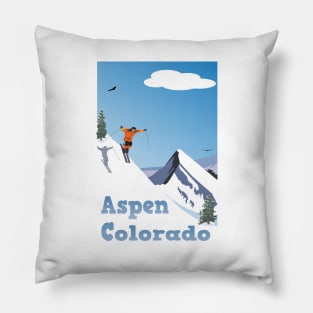 Aspen,Colorado,Rocky Mountain, Ski Poster Pillow