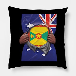 Grenada Flag Australian Flag Ripped - Gift for Grenadan From Grenada Pillow