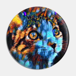 Abstract Colorful Cat Painting Pin