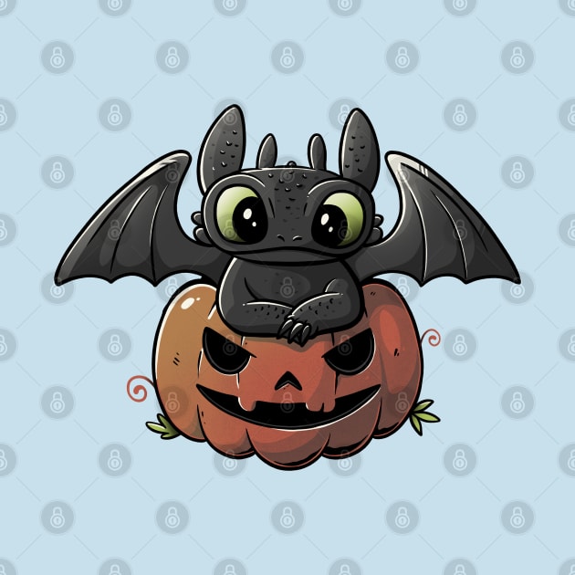 Spooky Dragon Cute Funny Halloween Pumpkin by eduely