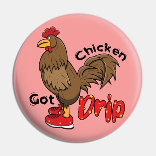 Chicken With Shoes Brown Red DRIP Pin