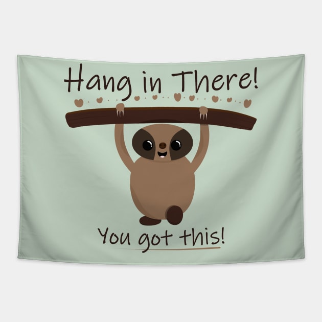 Hang in There! - Sloth Hanging from Branch Tapestry by PandLCreations