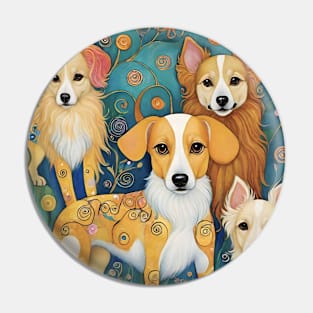 Gustav Klimt's Colorful Canine Reverie: Whimsical Dog Illustration Pin