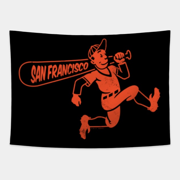 Vintage Running Baseball Player - San Francisco Giants (Orange