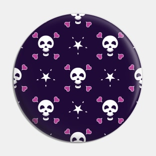 Skulls with hearts and stars Pin