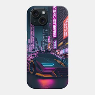 Dark Neon City Sports Car Phone Case