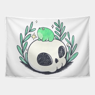 Frog on a skull Tapestry