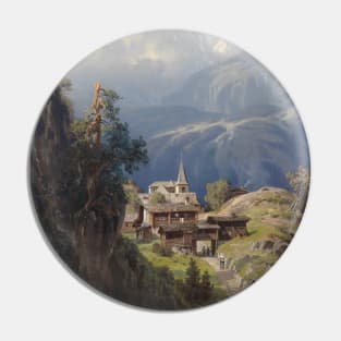 Village in the Bernese Alps by Adolf Mosengel Pin