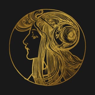 Art nouveau gold silhouette lady 1 T-Shirt