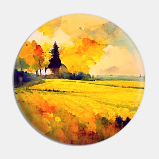 Watercolor Summer Fields of Yellow Pin