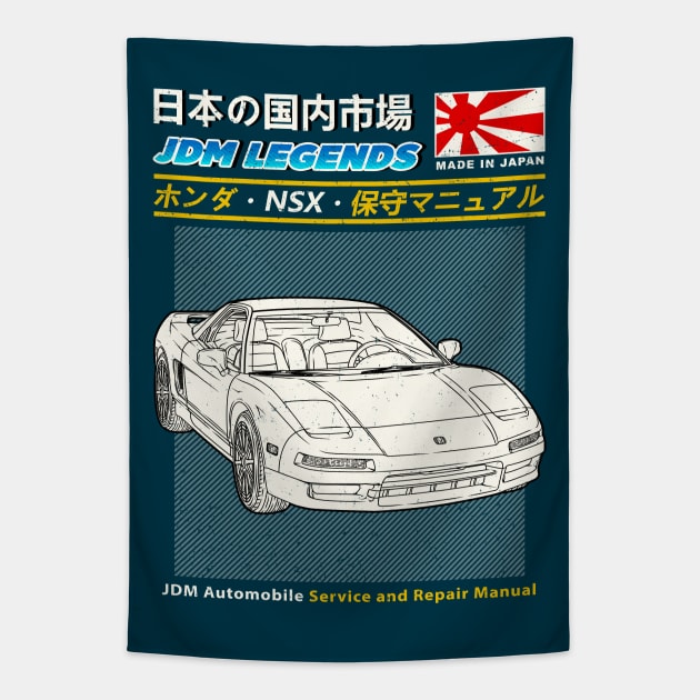 JDM Honda NSX 1983 Car Manual Book Cover Tapestry by Guyvit