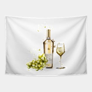 White Wine Is Light In A Bottle Tapestry