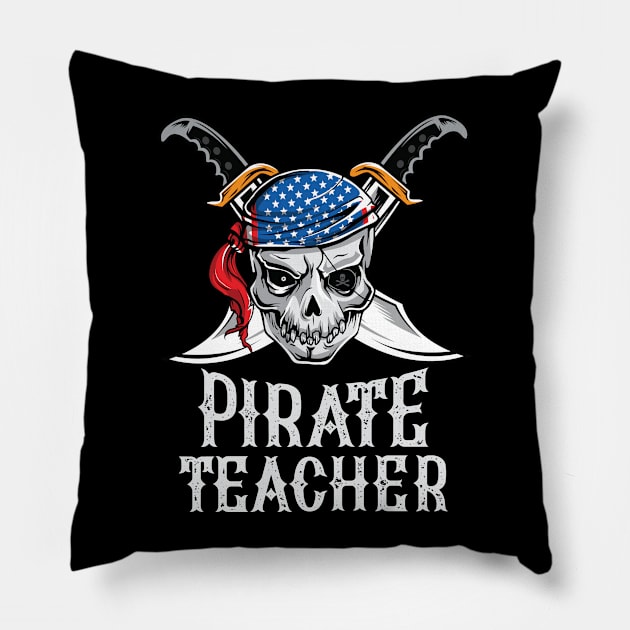 Pirate Teacher Skull Jolly Roger Halloween Costume Pillow by HCMGift