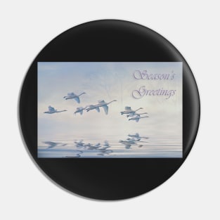 Swans Christmas card Pin