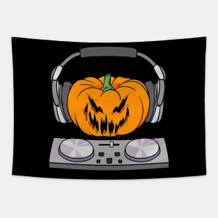 Halloween Creepy DJ Pumpkin Tapestry