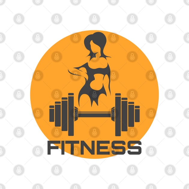 Fitness Logo with Dumbbell and Female Silhouette by devaleta