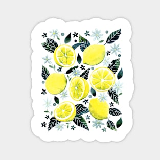 Watercolor Lemons Pattern Magnet