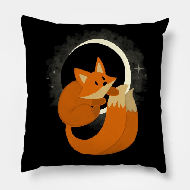 Fox Solar Eclipse Pillow by pako-valor