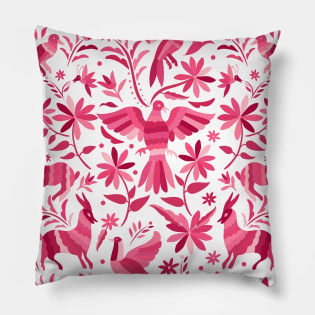 Mexican Otomí Design in Pink Pillow by Akbaly