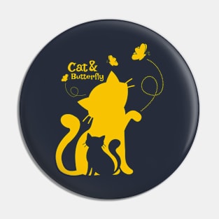 Cat and Butterfly Pin