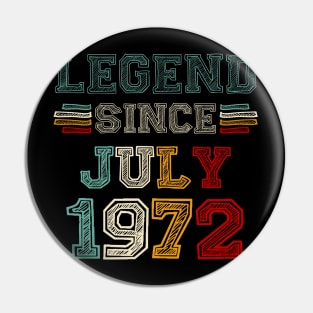 51 Years Old Legend Since July 1972 51st Birthday Pin