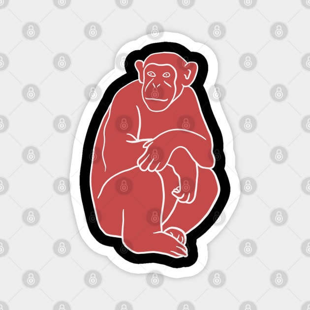 Monkey Minimal Drawing (Chimp) Magnet by isstgeschichte