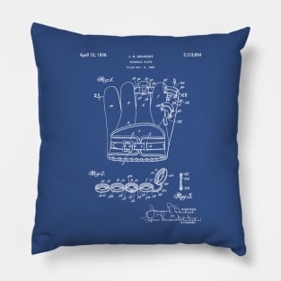 Baseball Glove Patent - Baseball Art - Blueprint Pillow