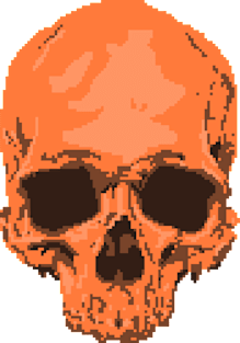 Orange Pixelated Skull Magnet