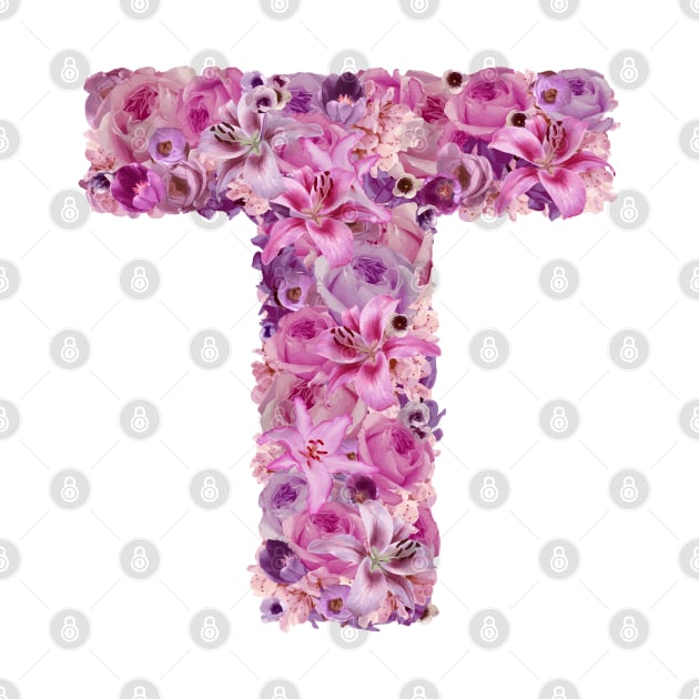 Pink Floral Letter T by HayleyLaurenDesign