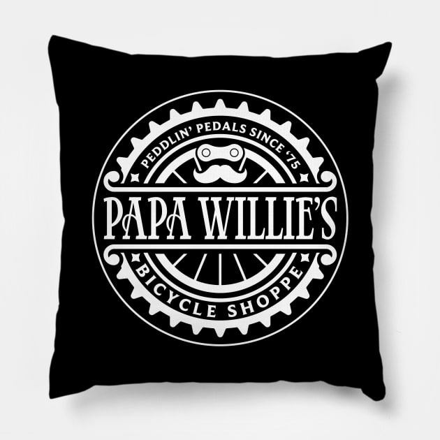 Papa Willie's Bicycle Shoppe Pillow by ADCO