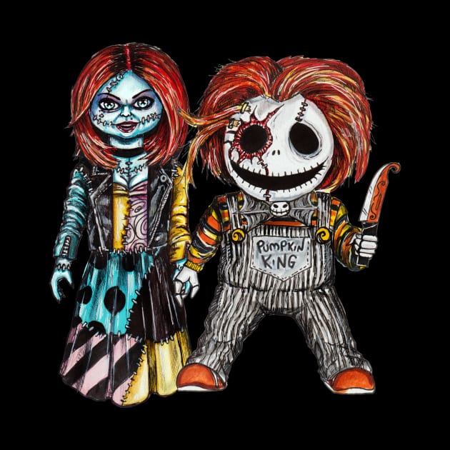 Sally Valentine and Chuck Skellington by LeeHowardArtist