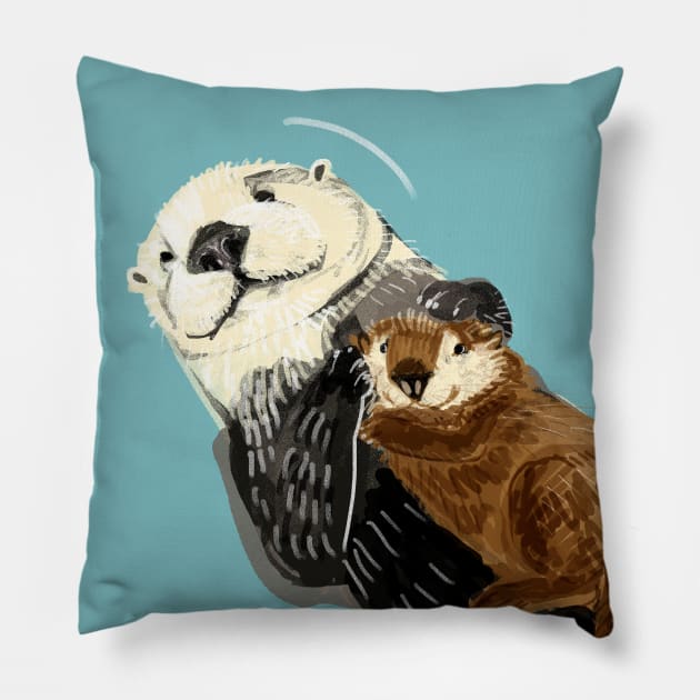 Mother sea otter Pillow by belettelepink