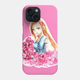 Beautiful Girl Surrounded by Flowers Phone Case