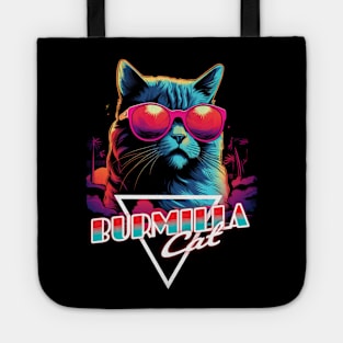 Retro Wave Burmilla Cat Miami Shirt Tote