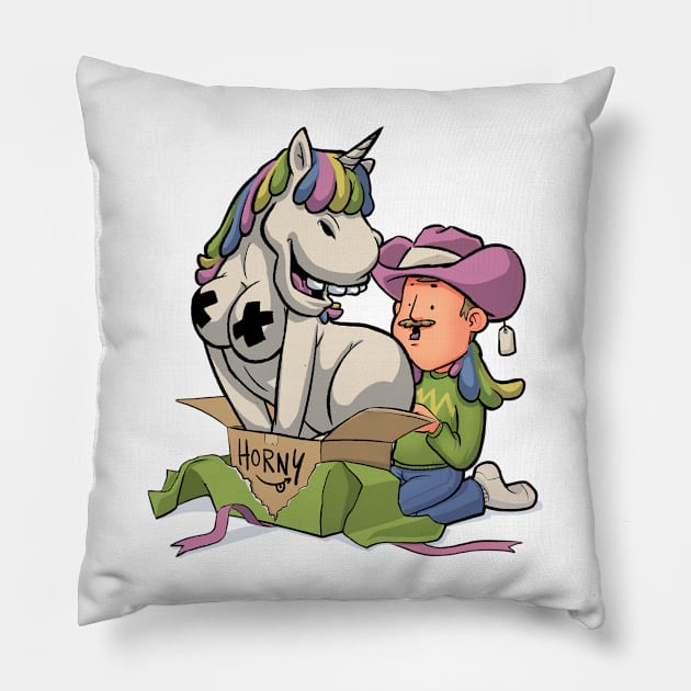 Horny Surprise v2 Pillow by MBGraphiX