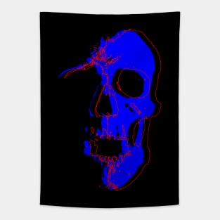 Neon Blue Skull Tapestry