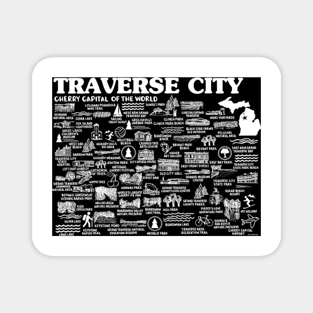 Traverse City Map Magnet by fiberandgloss