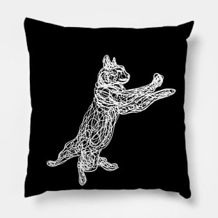 Dancing white doodle cat Pillow