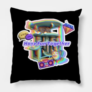 Have Fun Together CatCat Pillow