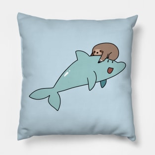 Sloth Riding a Dolphin Pillow