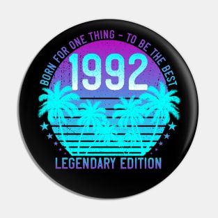 1992 Birthday 29th Vintage Vaporwave Aesthetic Sunset Palm Pin